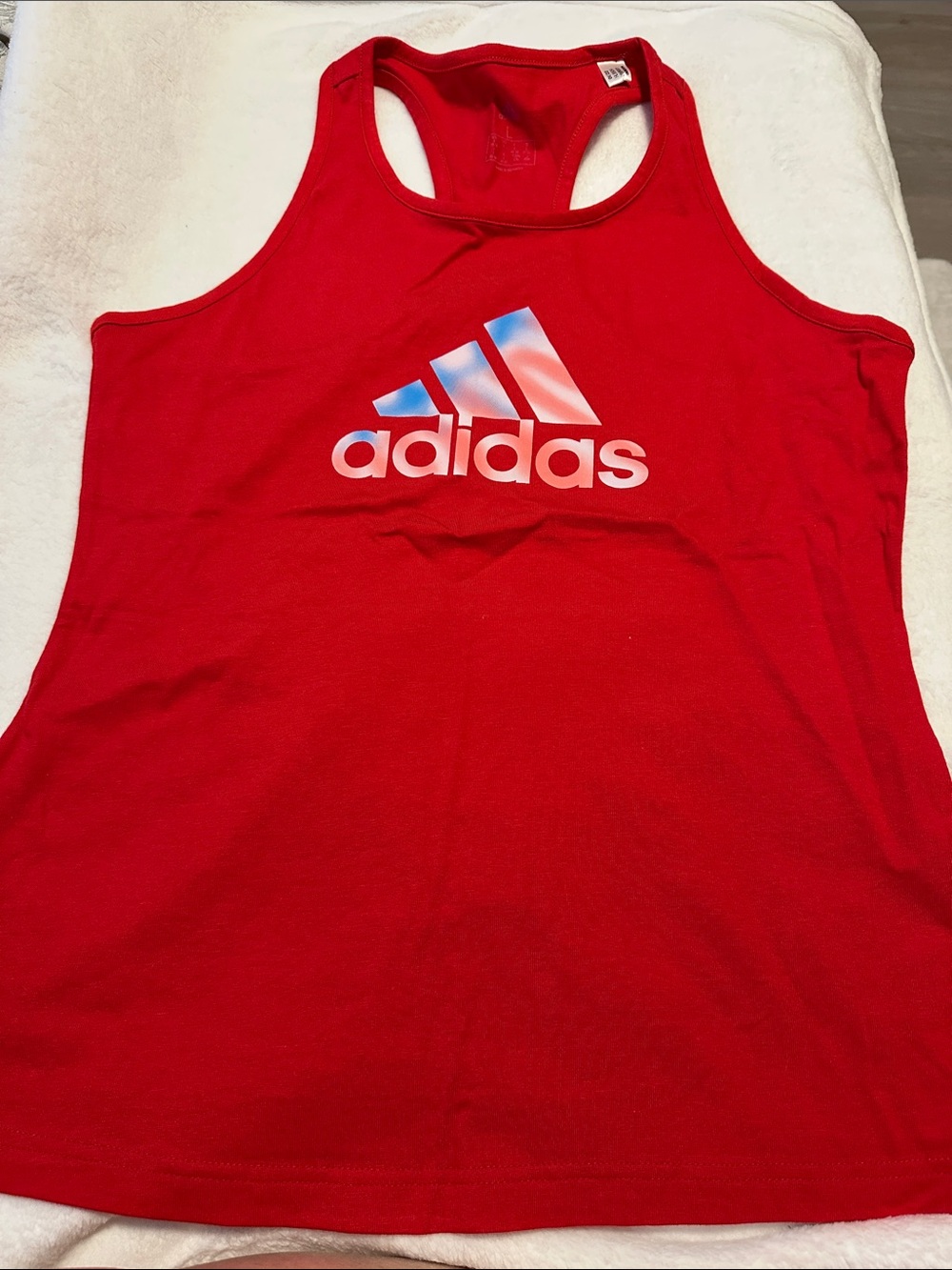 adidas Red Racerback Tank with Gradient Logo